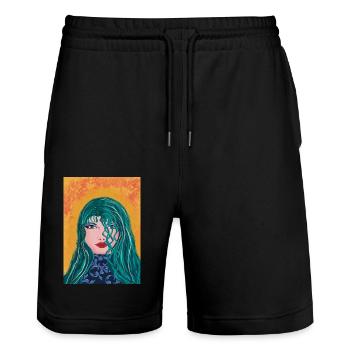 Celestia - Stanley/Stella Unisex Bio Joggingshorts Trainer  - Schwarz - Vorne - Nik (191cm) & Marisol (170cm)