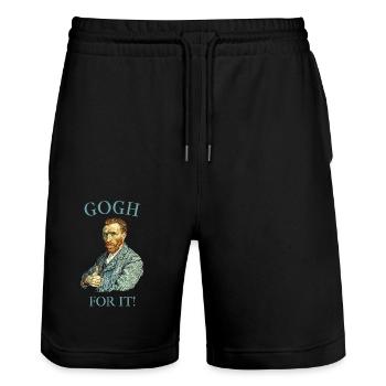 Gogh pour ça ! Blague drôle de Van Gogh - Short de jogging bio TRAINER Stanley/Stella unisexe - noir - Devant - Nik (191cm) & Marisol (170cm)