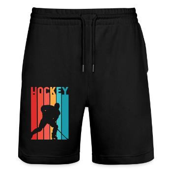 Hockey 2 Tshirts PR t shirt - Stanley/Stella Unisex Bio Joggingshorts Trainer  - Schwarz - Vorne - Nik (191cm) & Marisol (170cm)