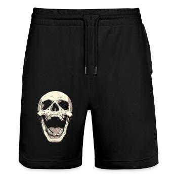 Schreiender Totenkopf mit Zunge – Dark Art - Stanley/Stella Unisex Bio Joggingshorts Trainer  - Schwarz - Vorne - Nik (191cm) & Marisol (170cm)