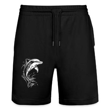 Dolphin - Stanley/Stella Trainer Unisex Organic Jogging Shorts - black - Front - Nik (191cm) & Marisol (170cm)