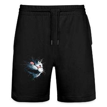 Torn Cheshire Cat – Dark Nightmare Gaze - Stanley/Stella Trainer Unisex Organic Jogging Shorts - black - Front - Nik (191cm) & Marisol (170cm)