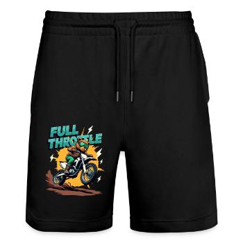 Moto de motocross Full Throttle Bear - Short de jogging bio TRAINER Stanley/Stella unisexe - noir - Devant - Nik (191cm) & Marisol (170cm)