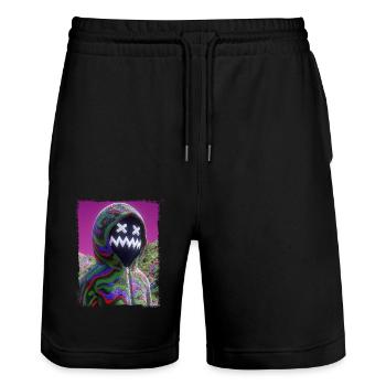 Masque Psychédélique Figurine Neon Glitch Graphique - Short de jogging bio TRAINER Stanley/Stella unisexe - noir - Devant - Nik (191cm) & Marisol (170cm)