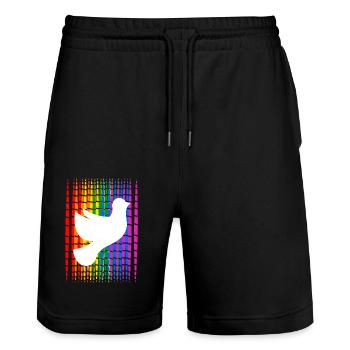 Gay Pride Month Streifen mit Friedenstauben - Stanley/Stella Unisex Bio Joggingshorts Trainer  - Schwarz - Vorne - Nik (191cm) & Marisol (170cm)