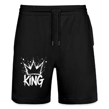 König Krone Splash King Crown - Stanley/Stella Unisex Bio Joggingshorts Trainer  - Schwarz - Vorne - Nik (191cm) & Marisol (170cm)