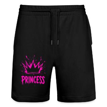 Princesse Crown Splash - Short de jogging bio TRAINER Stanley/Stella unisexe - noir - Devant - Nik (191cm) & Marisol (170cm)