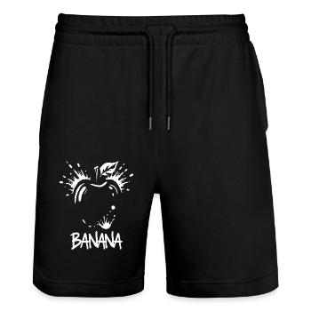 Blague sur la banane et la pomme - Short de jogging bio TRAINER Stanley/Stella unisexe - noir - Devant - Nik (191cm) & Marisol (170cm)