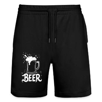 Beer Mug - Stanley/Stella Trainer Unisex Organic Jogging Shorts - black - Front - Nik (191cm) & Marisol (170cm)