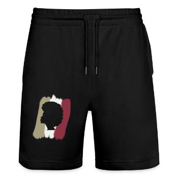 Afro Groove 70s - Stanley/Stella Unisex Bio Joggingshorts Trainer  - Schwarz - Vorne - Nik (191cm) & Marisol (170cm)