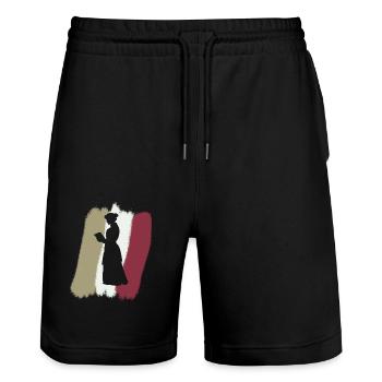 Leseratte Roman Literatur - Stanley/Stella Unisex Bio Joggingshorts Trainer  - Schwarz - Vorne - Nik (191cm) & Marisol (170cm)