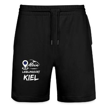 Kiel mon endroit préféré-la ville hanséatique de Kiel-Seagull, ancre - Short de jogging bio TRAINER Stanley/Stella unisexe - noir - Devant - Nik (191cm) & Marisol (170cm)