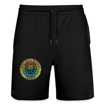22nd birthday Wild, free & untamed since 04/2003 - Stanley/Stella Trainer Unisex Organic Jogging Shorts - black - Front - Nik (191cm) & Marisol (170cm)