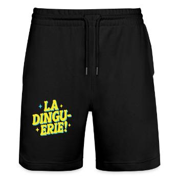 La dinguerie - Short de jogging bio TRAINER Stanley/Stella unisexe - noir - Devant - Nik (191cm) & Marisol (170cm)