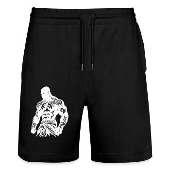 Tribal Boxer / Fighter Logo Tattoo Design - Stanley/Stella Unisex Bio Joggingshorts Trainer  - Schwarz - Vorne - Nik (191cm) & Marisol (170cm)