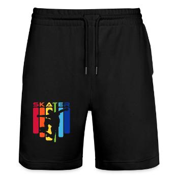 Skater Kids Rainbow Silhouette - Stanley/Stella Unisex Bio Joggingshorts Trainer  - Schwarz - Vorne - Nik (191cm) & Marisol (170cm)