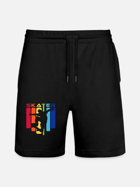 Skater Kids Rainbow Silhouette - Stanley/Stella Trainer Unisex Organic Jogging Shorts - black
