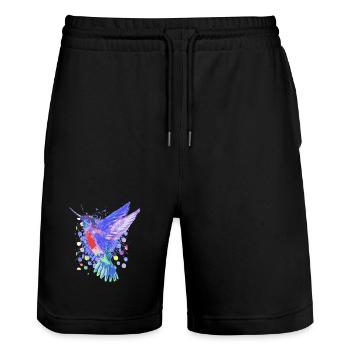 Hummingbird Bird - Beautiful colorful bird - Stanley/Stella Trainer Unisex Organic Jogging Shorts - black - Front - Nik (191cm) & Marisol (170cm)