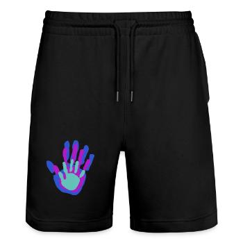 Maman, Papa et Moi Palms - Short de jogging bio TRAINER Stanley/Stella unisexe - noir - Devant - Nik (191cm) & Marisol (170cm)