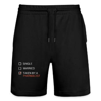 Verheiratet mit Apotheker - Stanley/Stella Unisex Bio Joggingshorts Trainer  - Schwarz - Vorne - Nik (191cm) & Marisol (170cm)