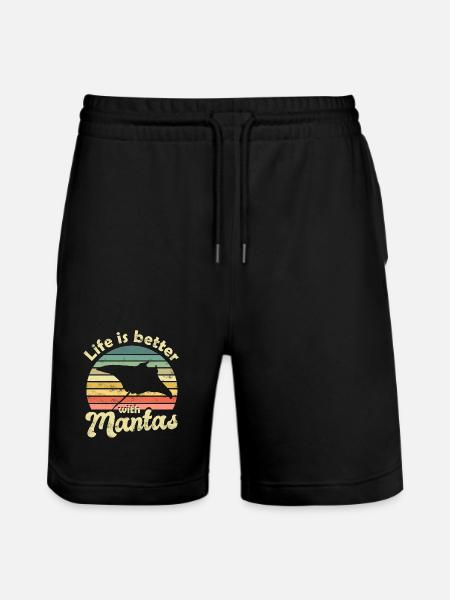 Manta Rays Manta - Stanley/Stella Trainer Unisex Organic Jogging Shorts - black