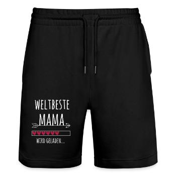 Weltbeste Mama Ankündigung Schwangerschaft Baby - Stanley/Stella Unisex Bio Joggingshorts Trainer  - Schwarz - Vorne - Nik (191cm) & Marisol (170cm)