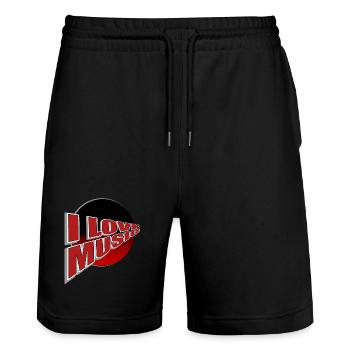 I love music - do you? - Stanley/Stella Trainer Unisex Organic Jogging Shorts - black - Front - Nik (191cm) & Marisol (170cm)