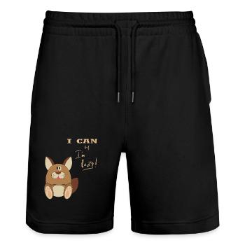 Hase, I can but I'm lazy - Stanley/Stella Unisex Bio Joggingshorts Trainer  - Schwarz - Vorne - Nik (191cm) & Marisol (170cm)