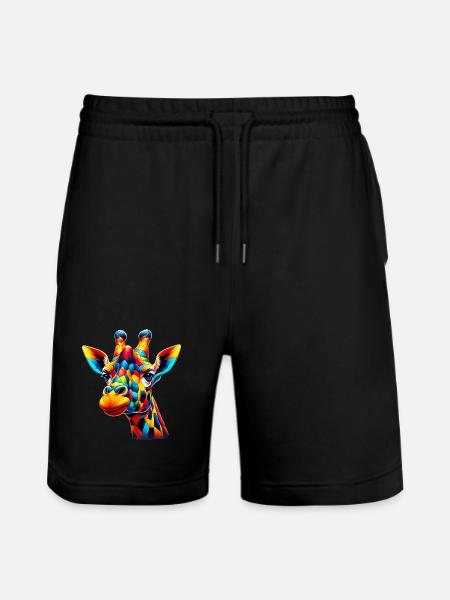 Giraf farvet og malet som Harlekin - Stanley/Stella Trainer økologiske unisex joggingshorts - sort