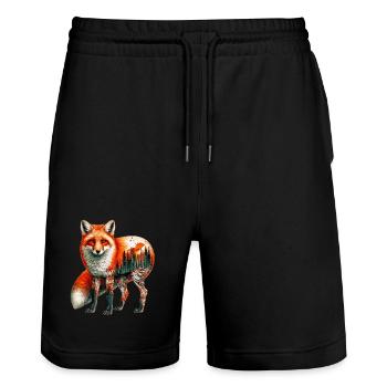 Renard - Short de jogging bio TRAINER Stanley/Stella unisexe - noir - Devant - Nik (191cm) & Marisol (170cm)