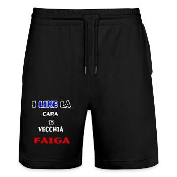 nice shirt CARA E VECCHIA FAIGA jerry calà - Stanley/Stella Trainer Unisex Organic Jogging Shorts - black - Front - Nik (191cm) & Marisol (170cm)
