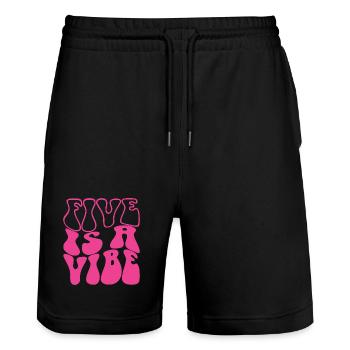 Five Is A Vibe Pink 5 Jahre alte Mädchen 5. Geburtstag - Stanley/Stella Unisex Bio Joggingshorts Trainer  - Schwarz - Vorne - Nik (191cm) & Marisol (170cm)