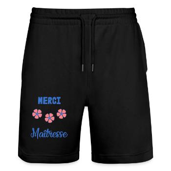 THANK YOU. MISTRESS. THANK YOU MISTRESS. MISTRESS - Stanley/Stella Trainer Unisex Organic Jogging Shorts - black - Front - Nik (191cm) & Marisol (170cm)