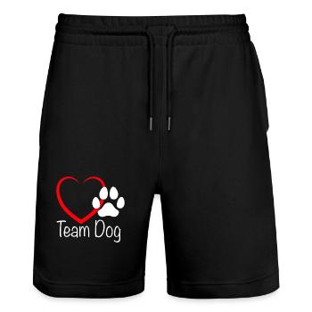 Team Dog mit Herz - Stanley/Stella Unisex Bio Joggingshorts Trainer  - Schwarz - Vorne - Nik (191cm) & Marisol (170cm)