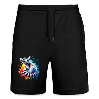 Lemur - Stanley/Stella Unisex Bio Joggingshorts Trainer  - Schwarz - Vorne - Nik (191cm) & Marisol (170cm)