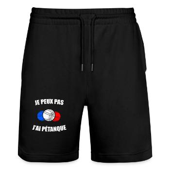Je Peux pas j'ai les boules Boccia Boule Pétanque - Short de jogging bio TRAINER Stanley/Stella unisexe - noir - Devant - Nik (191cm) & Marisol (170cm)