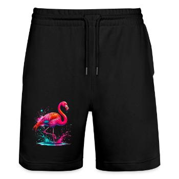 Flamant - Short de jogging bio TRAINER Stanley/Stella unisexe - noir - Devant - Nik (191cm) & Marisol (170cm)