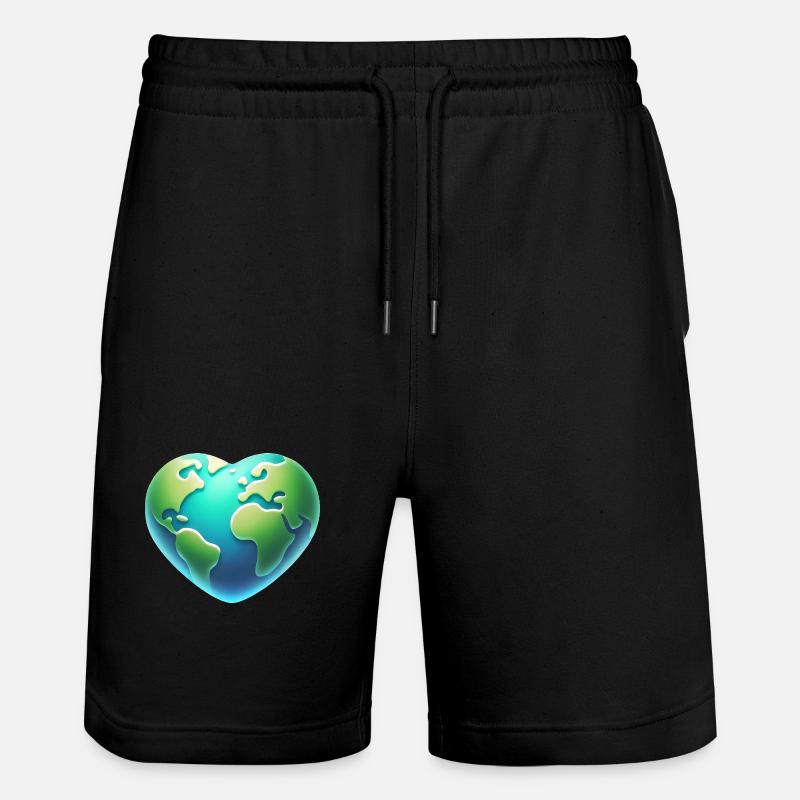 Herzförmige Erde Öko-Design - Stanley/Stella Unisex Bio Joggingshorts Trainer  - Schwarz