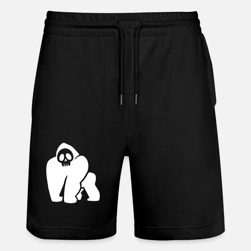 White Gorilla Skull - Stanley/Stella Trainer Unisex Organic Jogging Shorts - black