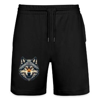 Wolf - Stanley/Stella Trainer Unisex Organic Jogging Shorts - black - Front - Nik (191cm) & Marisol (170cm)
