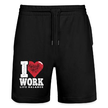 I Love Work-Life-Balance - Stanley/Stella Unisex Bio Joggingshorts Trainer  - Schwarz - Vorne - Nik (191cm) & Marisol (170cm)