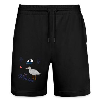 Maritim Marina Urlaub - Stanley/Stella Unisex Bio Joggingshorts Trainer  - Schwarz - Vorne - Nik (191cm) & Marisol (170cm)