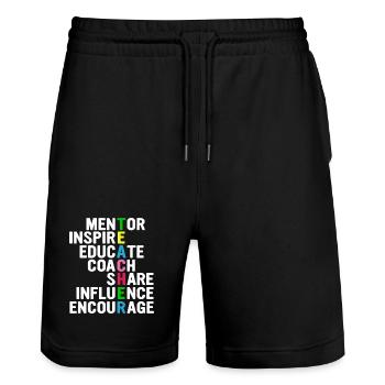 Lehrer-Akrostichon: Mentor, Inspirieren,... - Stanley/Stella Unisex Bio Joggingshorts Trainer  - Schwarz - Vorne - Nik (191cm) & Marisol (170cm)