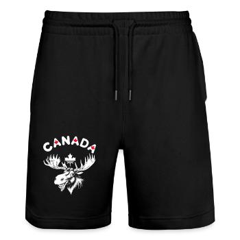 Floral and Natural Canadian Reindeer Design - Stanley/Stella Trainer Unisex Organic Jogging Shorts - black - Front - Nik (191cm) & Marisol (170cm)