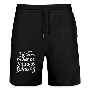 Ich wäre lieber beim Square Dancing - Stanley/Stella Unisex Bio Joggingshorts Trainer  - Schwarz - Vorne - Nik (191cm) & Marisol (170cm)