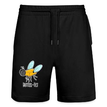 Mouche au beurre - Mouche au beurre Flat Joke - Short de jogging bio TRAINER Stanley/Stella unisexe - noir - Devant - Nik (191cm) & Marisol (170cm)