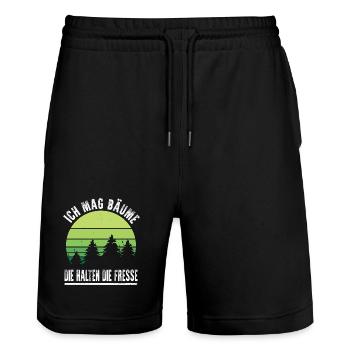 Ich Mag Bäume Die Halten Die Fresse Ironie Spruch - Stanley/Stella Unisex Bio Joggingshorts Trainer  - Schwarz - Vorne - Nik (191cm) & Marisol (170cm)