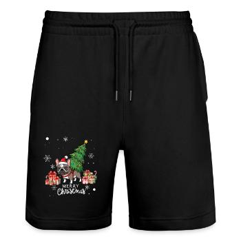 Hunde-Weihnachten - Stanley/Stella Unisex Bio Joggingshorts Trainer  - Schwarz - Vorne - Nik (191cm) & Marisol (170cm)