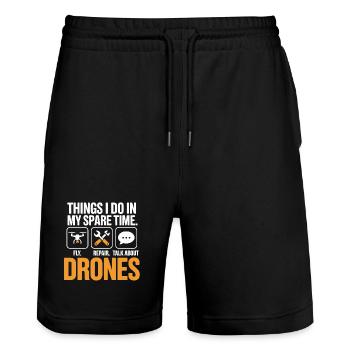 Drones: Fly Repair Talk in Spare Time - Stanley/Stella Trainer Unisex Organic Jogging Shorts - black - Front - Nik (191cm) & Marisol (170cm)
