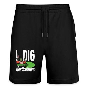 Cadeaux pour les jardins et les amoureux des plantes - Short de jogging bio TRAINER Stanley/Stella unisexe - noir - Devant - Nik (191cm) & Marisol (170cm)